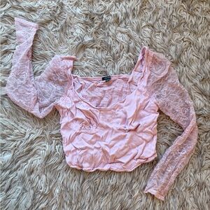 Wild Fable Pink Lace Sleeve Blouse